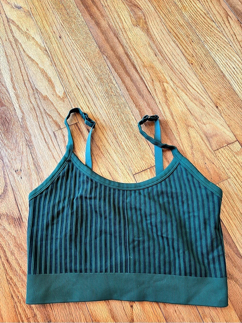 Aerie Real Good Ribbed Crop Tank Top Bra Striped Green XXL